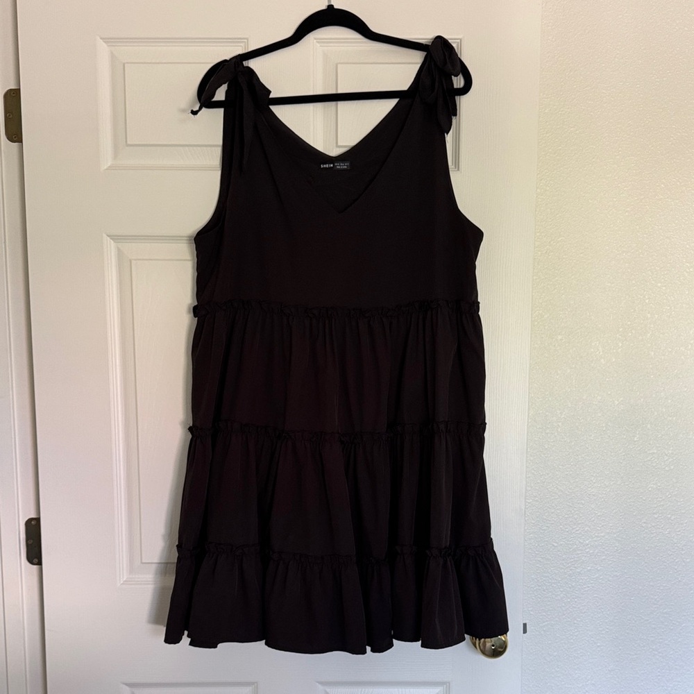 SHEIN Black Tiered Mini Dress